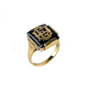 Zlatý pánský prsten s monogramem HE