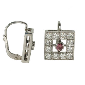 Briliantové náušnice s růžovým briliantem