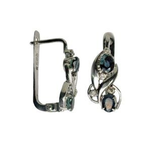 Briliantové náušnice se safíry