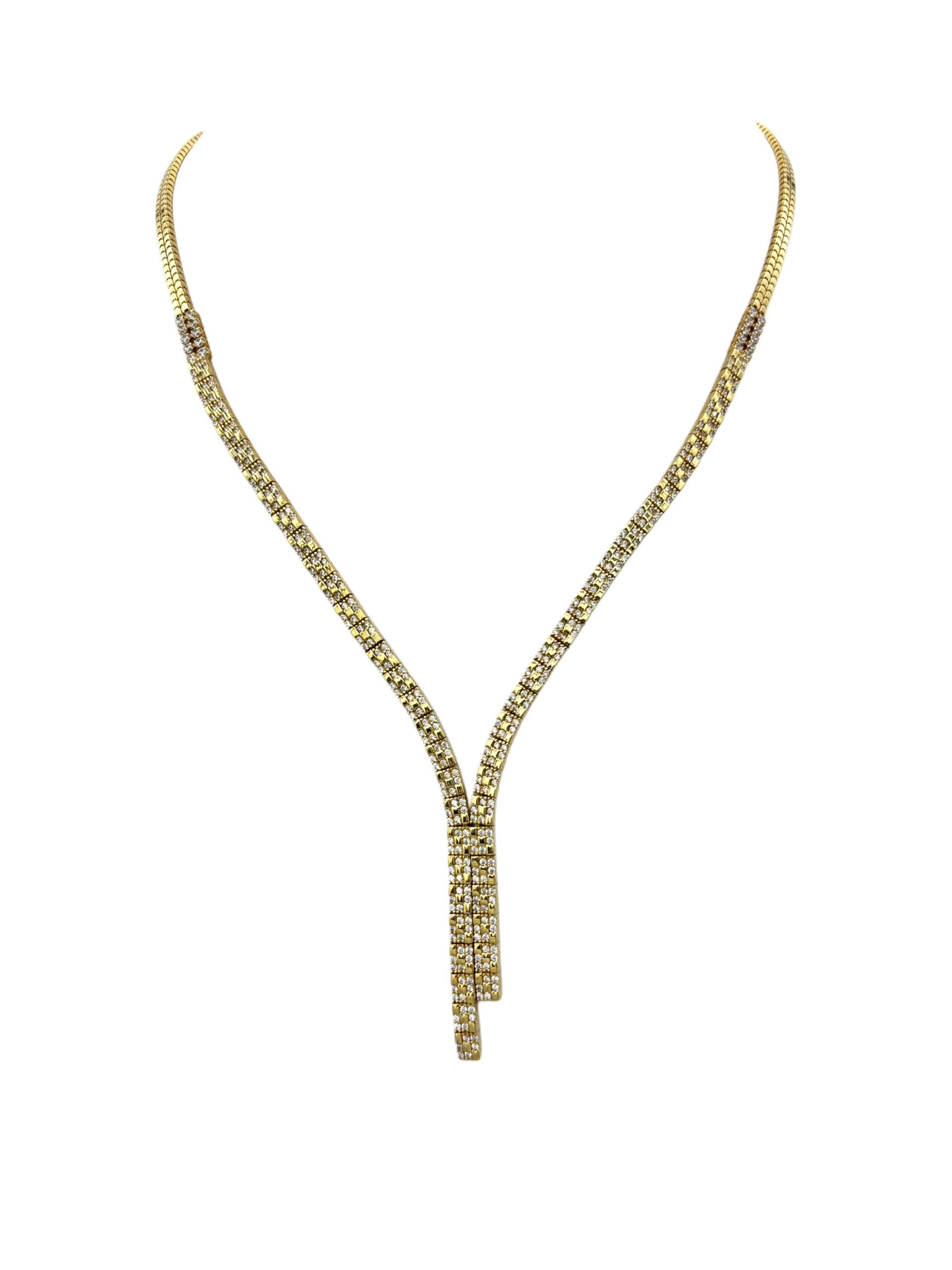 Zlatý náhrdelník se zirkony do „Y“ tvaru