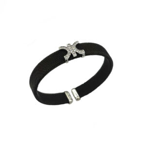 Pevný náramek s bílým zlatem a brilianty