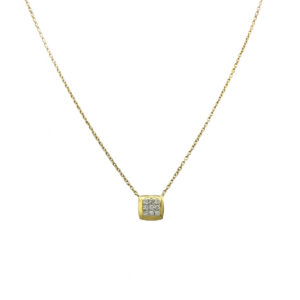 Zlatý náhrdelník s diamantovým čtvercovým přívěskem