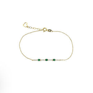 Zlatý náramek se zelenými a bílými zirkony