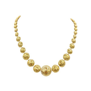Zlatý náhrdelník s ozdobnými dutými kuličkami