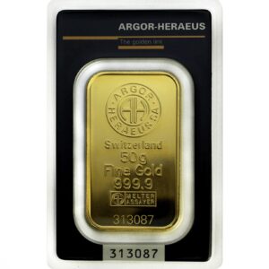 50g Argor Heraeus SA Švýcarsko Investiční zlatý slitek