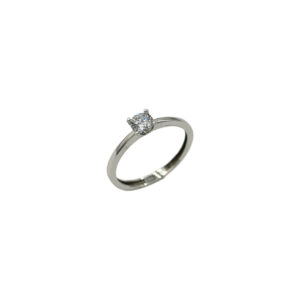 Prsten z bílého zlata s centrálním čirým zirkonem