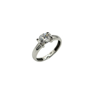 Prsten z bílého zlata se zirkonem v moderním uchycení