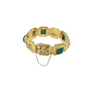 Zlatý náramek s růžemi a chryzoprasem