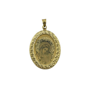 Zlatý medailon s Madonou a řeckým vzorem