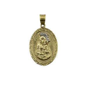 Zlatý medailon s motivem Panny Marie