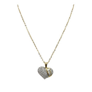 Zlatý náhrdelník se srdcem a zirkony