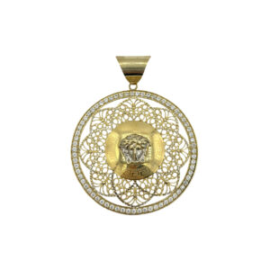 Zlatý přívěsek s filigránem a motivem hlavy