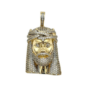 Třpytivý zlatý přívěsek s motivem Krista